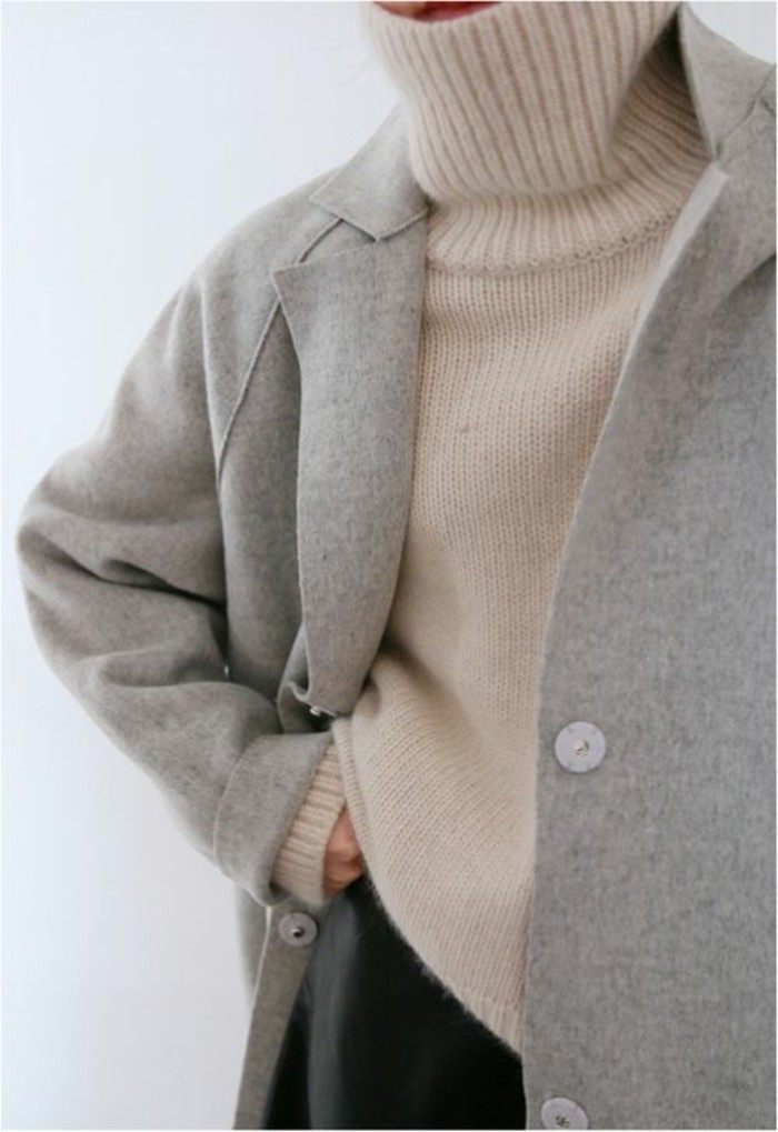 manteau gris femmes mode tendances automne mode col roulé