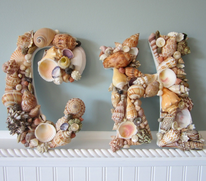 lettres de décoration maritime mer trouve des coquilles d'escargots