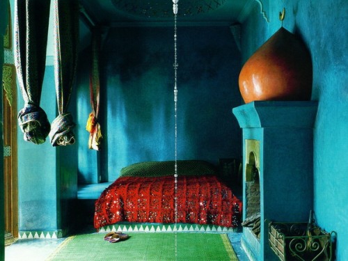 orientalsk soverom design blå