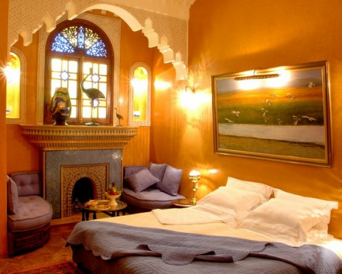 Ideas de decoración de dormitorio marroquíes amarillo chillón