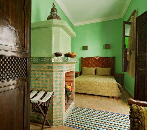 orientalsk soverom design grønn