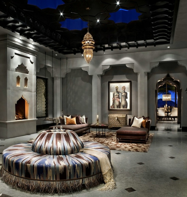 Moroccan house comfortable sofas with pillows