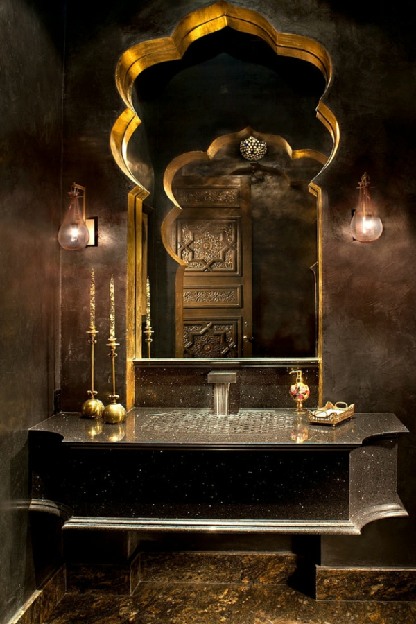 Moroccan house of black granite and gold leaf