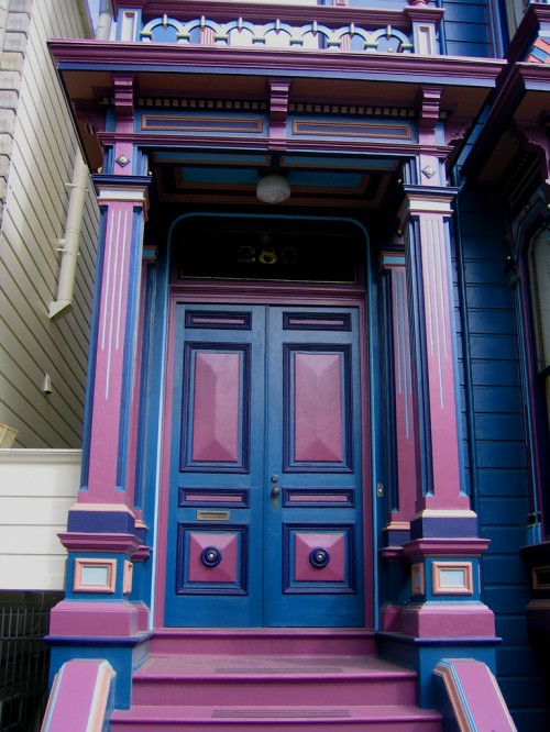 Solid purple blue wood design attractive front doors