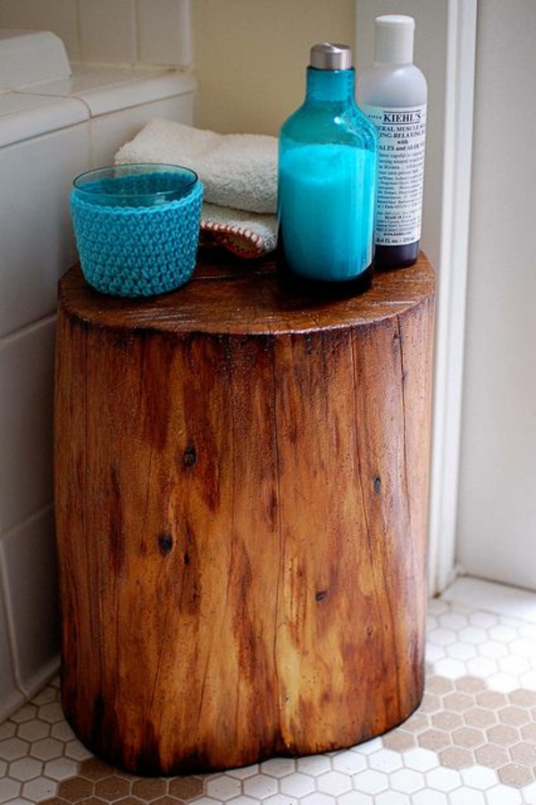 Mesas de centro de madera maciza hechas de baño de tronco de árbol