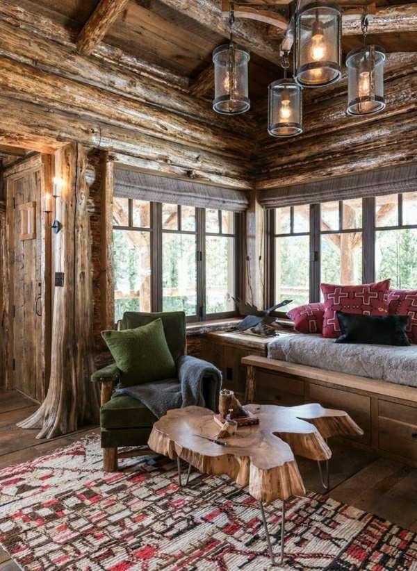 Mesas de centro rústicas de madera maciza de alfombra de tronco de árbol