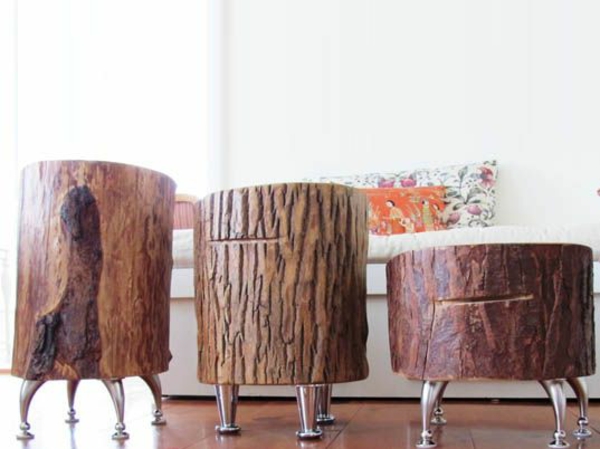 Mesas de centro de madera maciza texturas de tronco de árbol