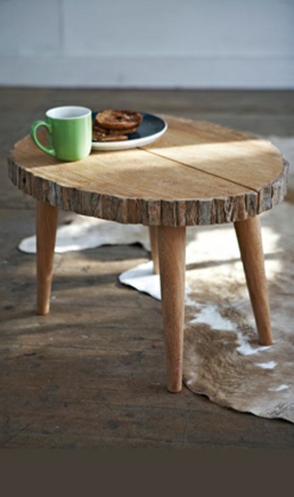Mesas de centro de madera maciza tronco de árbol patas de tabla