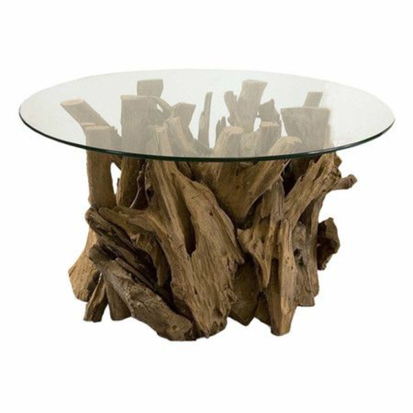 Mesas de centro de madera maciza hechas de una mesa redonda