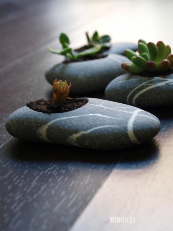 idées d'artisanat de jardin mini pierres plates zen