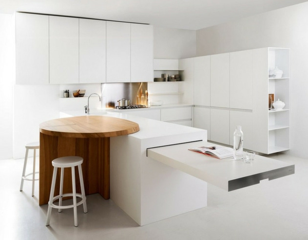 минималистичен бял кухненски салон elmar студио