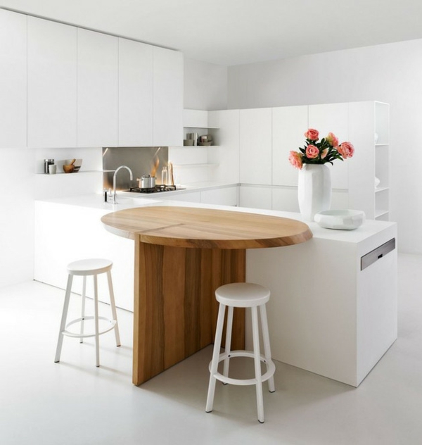 minimalistische witte keuken dinette houten elmar studio