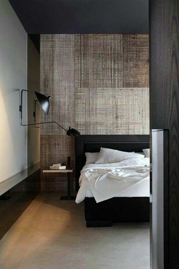 minimalista dormitorio pared diseño moda beige negro