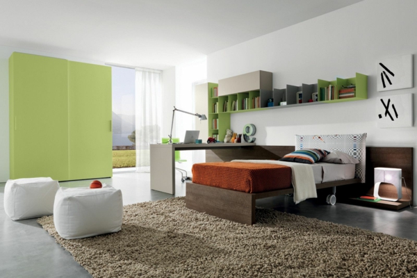 frisse kleuren zacht tapijt slaapkamer stedelijk