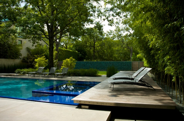 现代的房子花园的想法图片躺椅游泳池