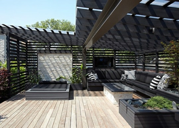 šiuolaikinės terasos dizaino stalo dizaino idėjos mesti pagalvės sėdėjimo zoną