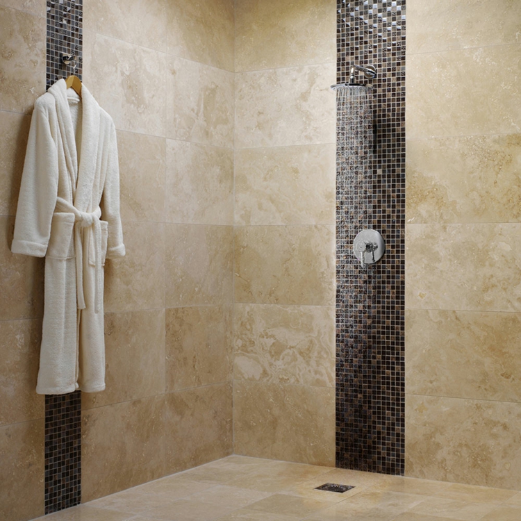 moderni kylpyhuoneen sisustus suihku kylpyhuone laatat travertiini laatat