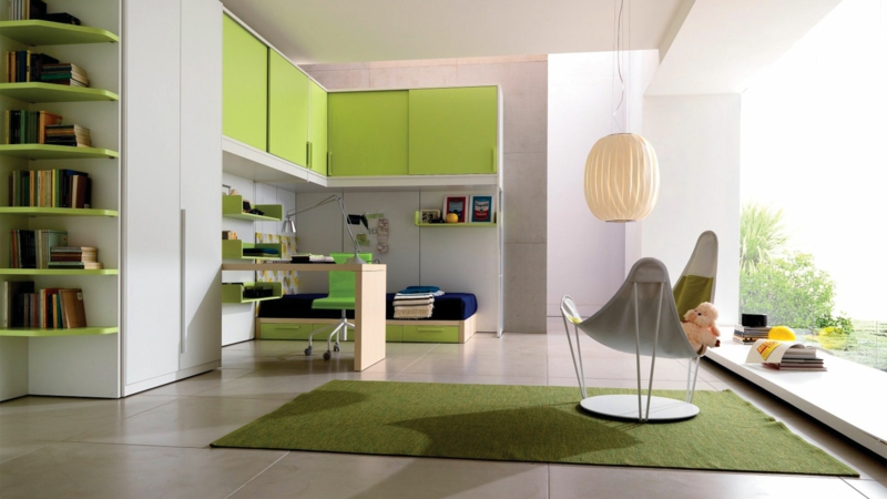 moderne jeugdkamer ideeën jeugdkamer meubels groen