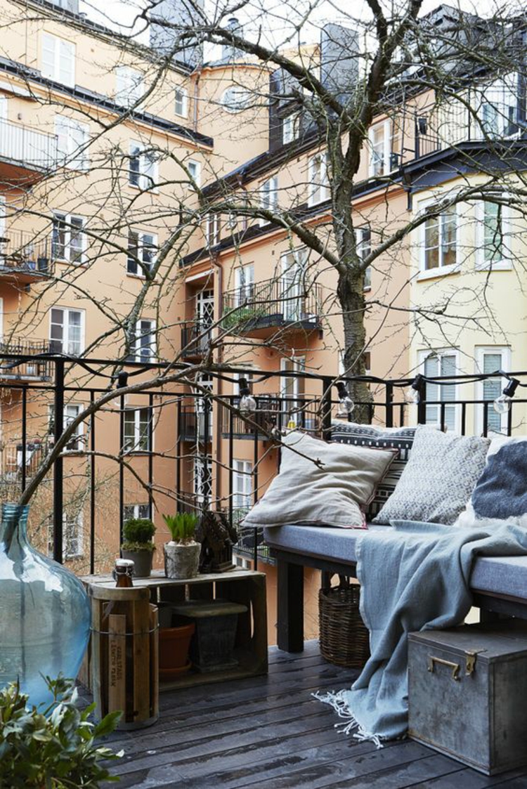 modern terras design foto's balkon meubels houten kisten invoegen