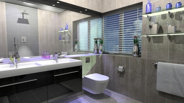 现代浴室家具浴室瓷砖镜面地板