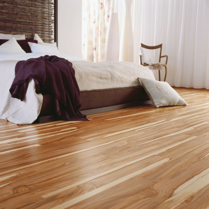 suelo moderno dormitorio piso de madera aspecto natural acento pared
