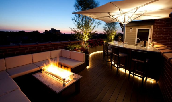 idées de conception de toit moderne bar bar cheminée