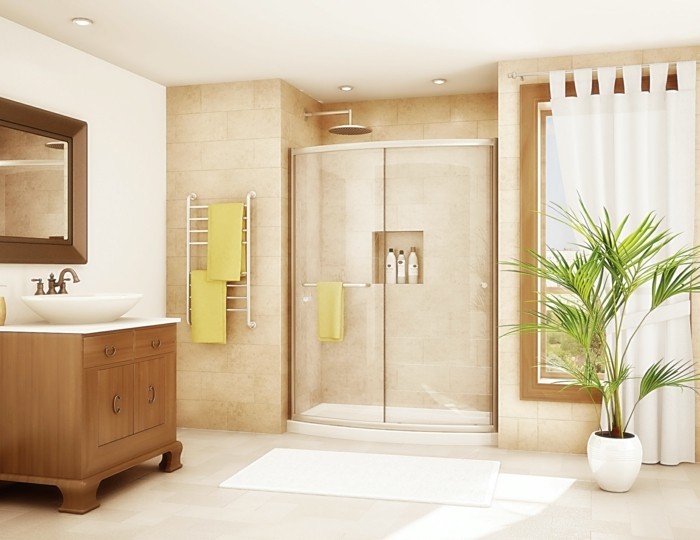 现代淋浴浴室植物浴垫