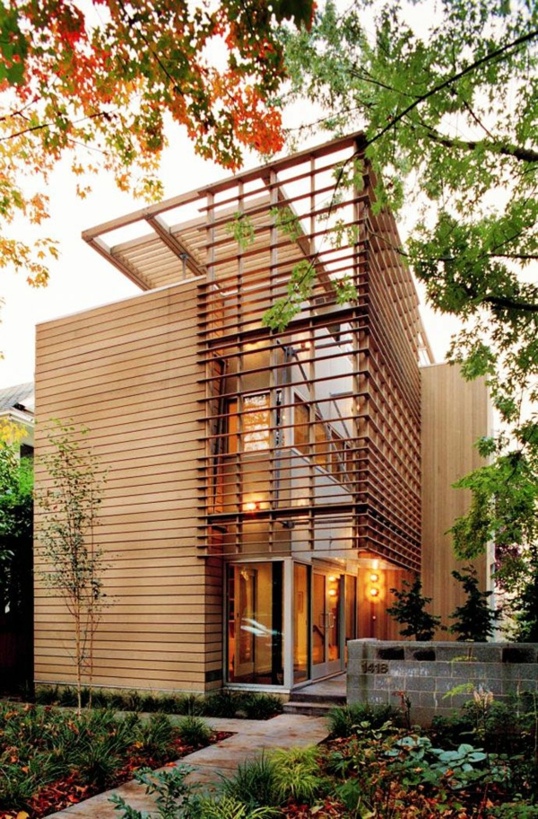 revestimiento de fachada moderno de madera