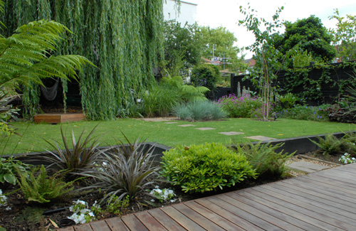 moderní zahrady obrázky terasa design dřevo