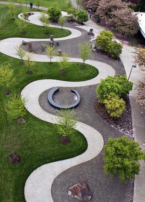 الحدائق الحديثة أمثلة الحدود المنحنية