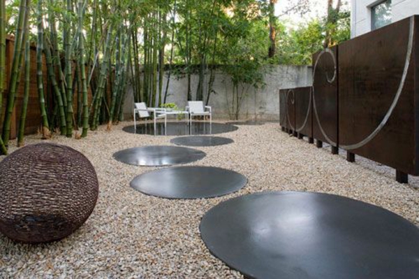 Moderní příklady designu zahrady jsou minimalistické