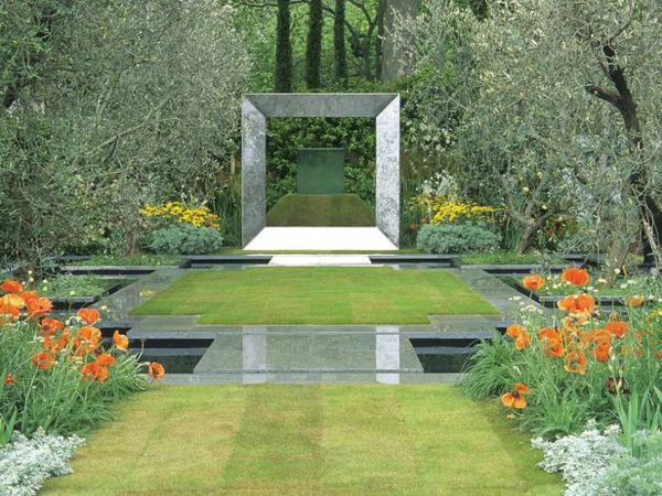 μοντέρνα παραδείγματα σχεδίασης κήπων από χαλύβδινα πλαίσια