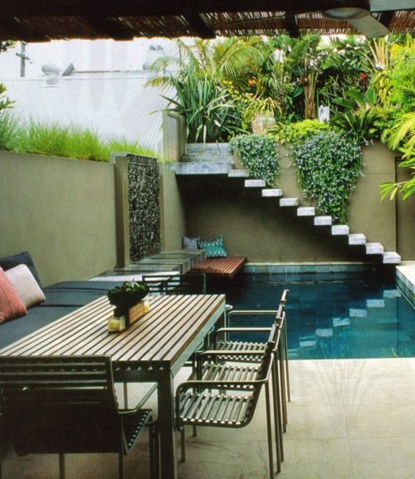 σύγχρονες ιδέες κηπουρικής πισίνα έπιπλα κήπου