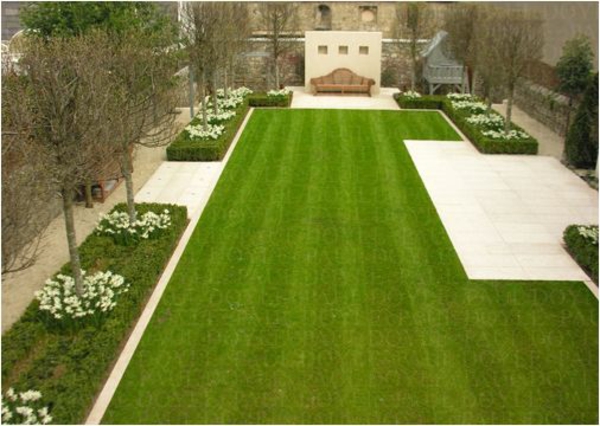 moderní design zahrady nápady na trávníku