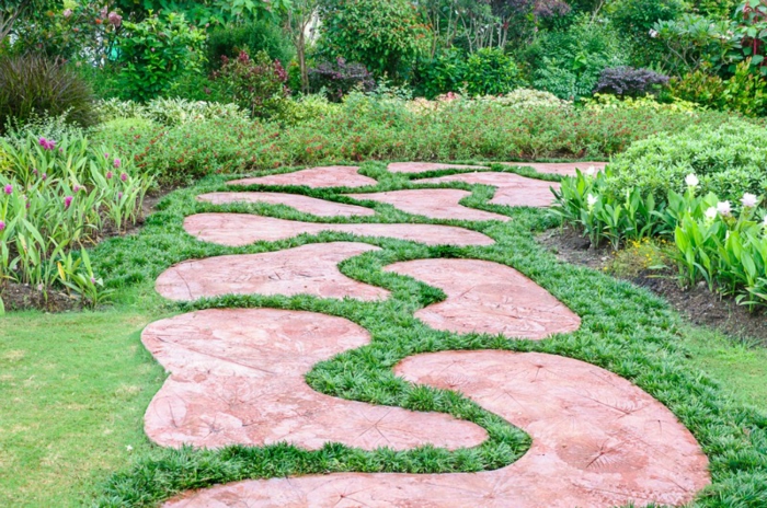 עיצוב גינה מודרני עם אבן גן בגינה עיצוב עם אבנים גינון ורוד
