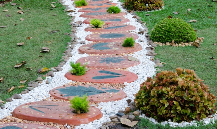 עיצוב גינה מודרני עם אבן גן מסגור עיצוב הגן עם אבנים מקושטות