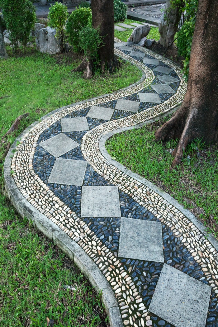 zahradní design s kamennou zahradou terénní úpravy zahrada upravená kameny ozdobnými zahradními chodbami