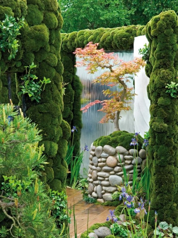 moderní zahradní design zen zahradní vody oblázky