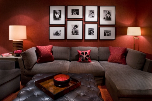 sofá de la lámpara de piso de la pared roja del estilo del artesano de la decoración moderna de la casa
