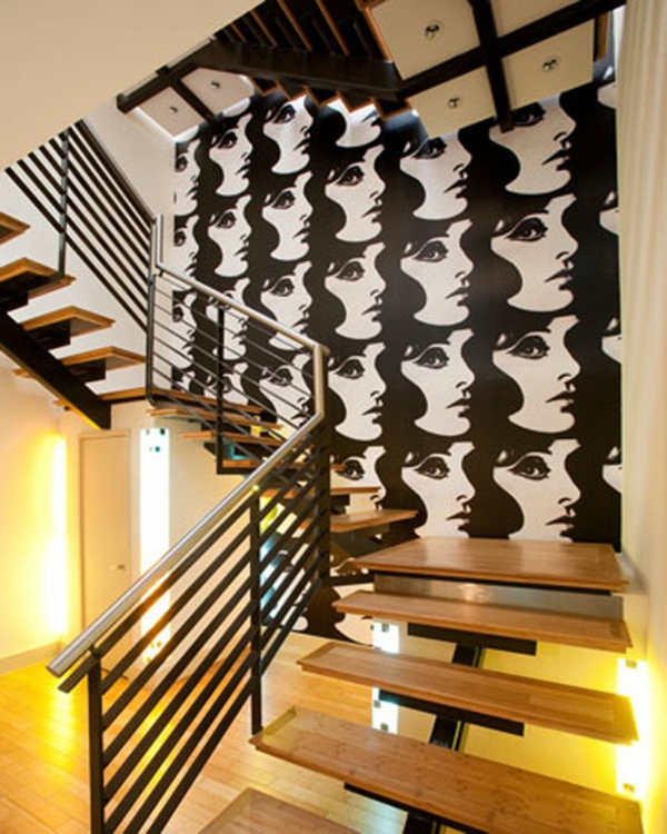 moderne interiør design trapper rende væg dekoration