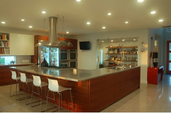 cocina moderna isla en forma de l cocina como una barra de bar taburete de iluminación