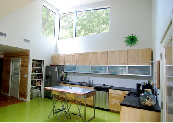 moderne køkkener l formede træmøbler grønne gulvbord