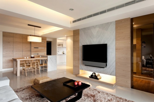 Moderne minimalistische decoratie Ideeën gezellige woonkamer