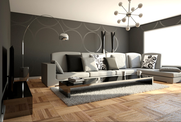 moderne minimalistiske stue design ideer farger gulv