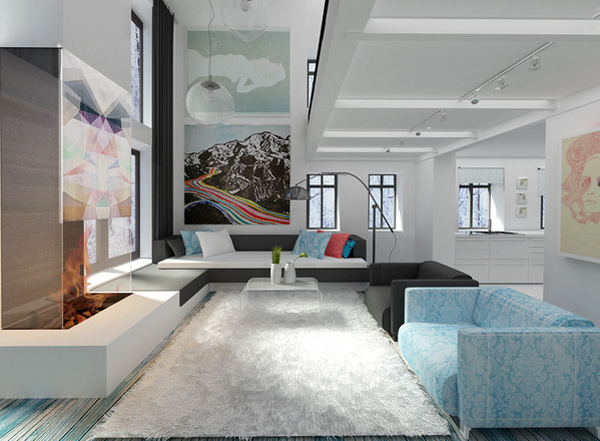 Ideas de diseño de sala de estar minimalista moderno colores frescos
