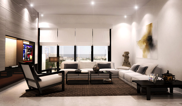 ideas de diseño de sala de estar moderna colores luz