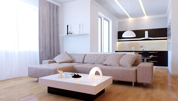 ideas minimalistas modernas del diseño de la sala de estar colores puros