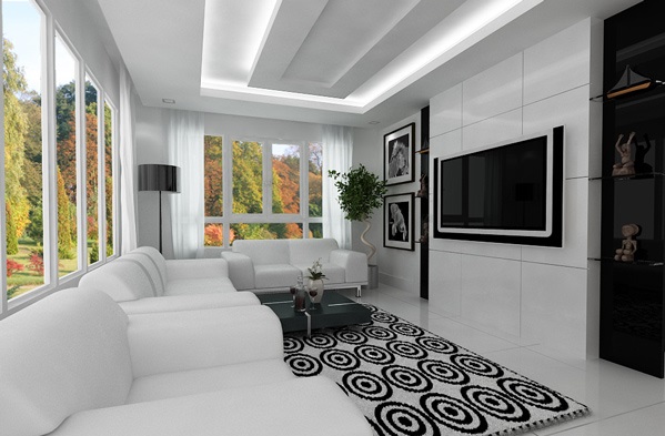 ideas modernas de plata del diseño de la sala de estar indirectamente