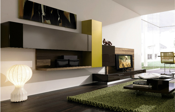 armarios de ideas de diseño de sala de estar simple moderna