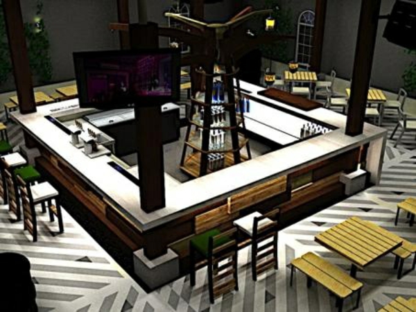 moderní terasa bar rámování barové stoličky